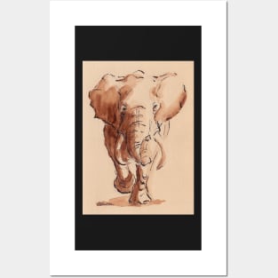 "Day Begins" Elephant #27 Ink Wash Painting Posters and Art